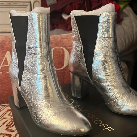 Rebecca Minkoff Silver Ankle Boots - Picture 3 of 8